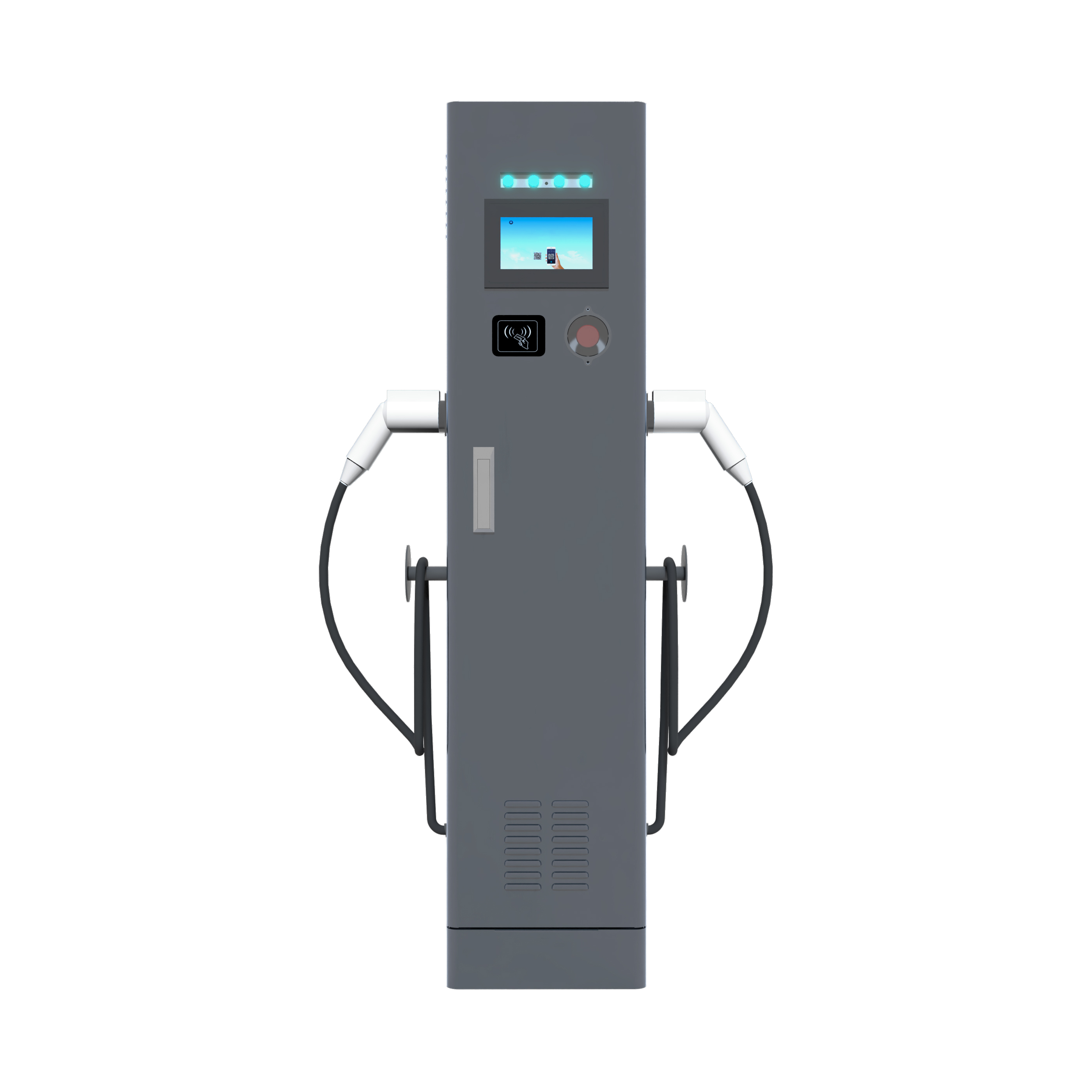 22kW 44kW Dual-Gun AC EV Charger – Floor-Mounted Double Port